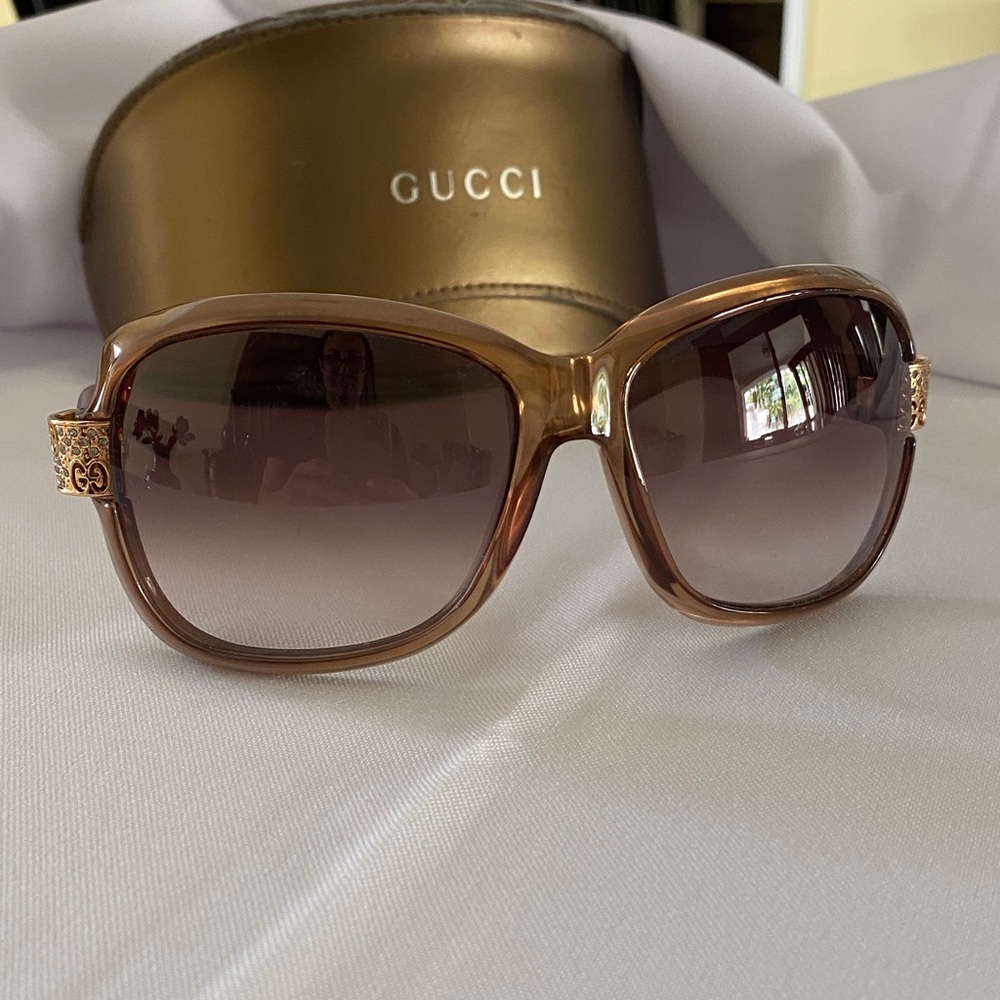 Gucci Gold and Brown Sunglasses - Picture 6 of 6